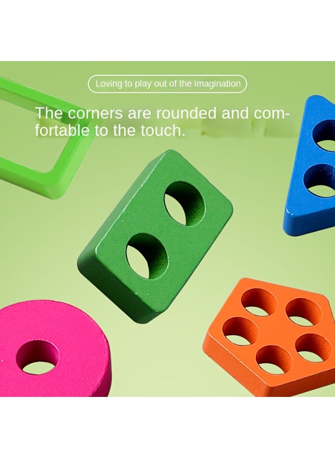 كابسترو لعبة فرز وتكديس الأشكال الخشبية للأطفال - لوحة تعليمية بأعمدة متدرجة لتنمية التفكير المنطقي والتنسيق والقدرات المعرفية في مرحلة الطفولة المبكرة | لعبة عملية على طريقة مونتيسوري - Image 4